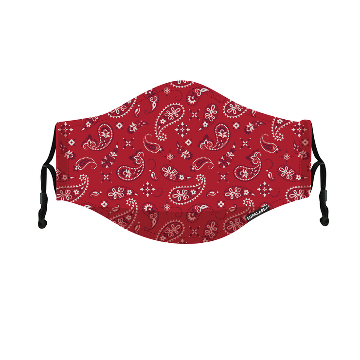 supalabs defend reusable face mask red paisley