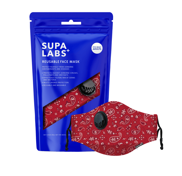 supalabs reusable face mask red paisley